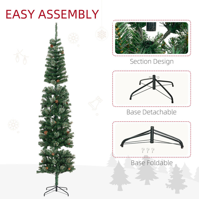 BreeBe 9.5FT Slim Xmas Tree with Pine Cones and Metal Base image number 7