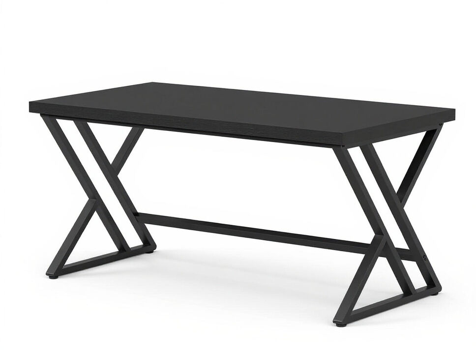 Top True Wood Computer Desk, Modern Writing Desk with Metal Legs for Home Office