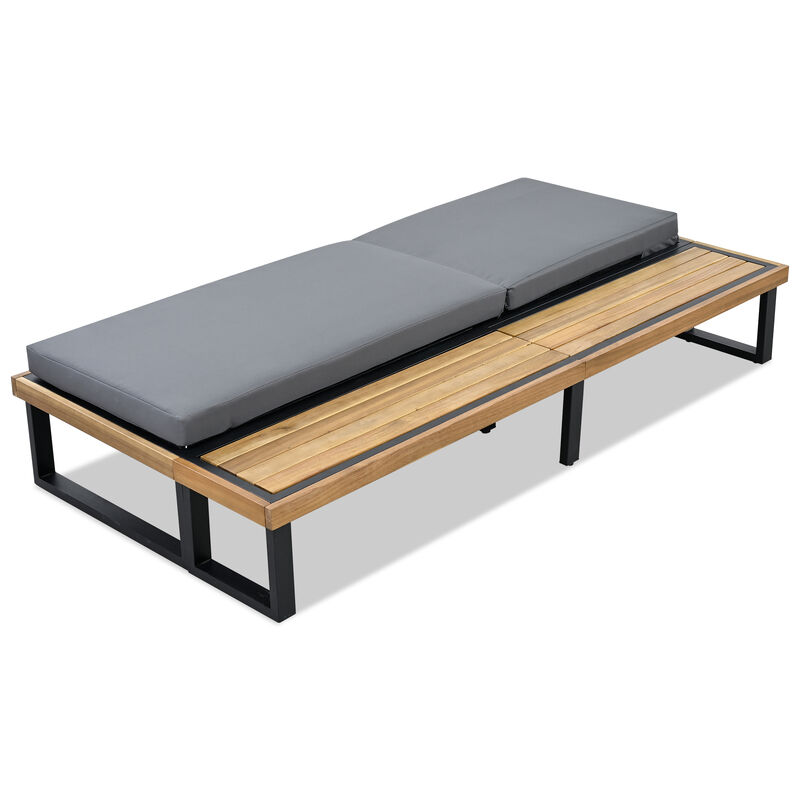 Merax Outdoor Chaise Lounge Chair with 5-Position Adjustable Backrest