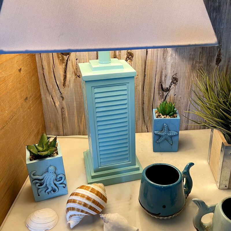 Seafoam Green Shutter Table Lamp 24in Glossy Base 120V 60W Coastal Decor image number 7