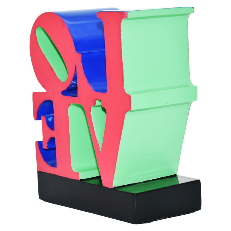 HomeRoots 4" Red Blue Green And Black Resin Love Tabletop Sculpture image number 4