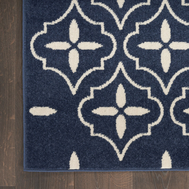 HomeRoots 4' X 6' Navy Blue And Ivory Geometric Indoor Outdoor Area Rug image number 4