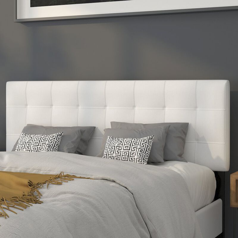 Flash Furniture Tufted Upholstered Queen Size Headboard in White Fabric image number 7