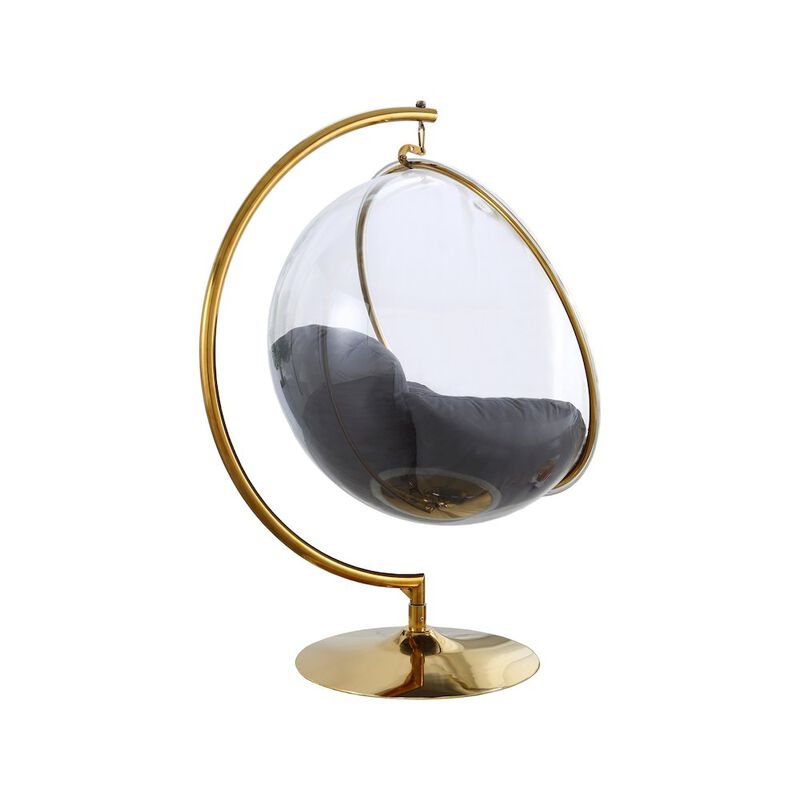 Meridian Furniture Luna Grey Fabric Acrylic Swing Bubble Accent Chair