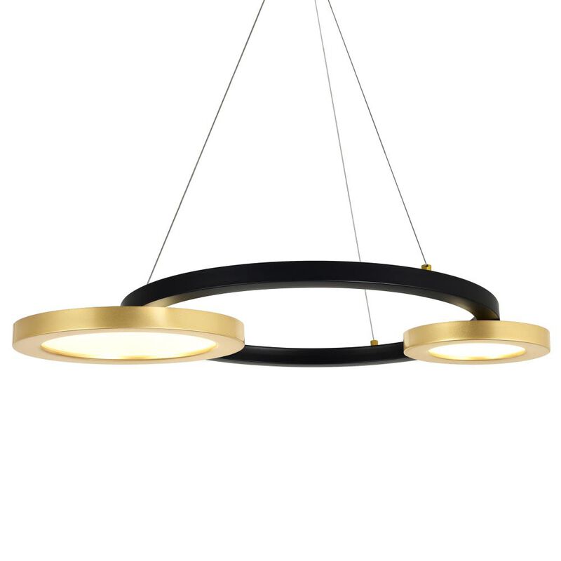 Deux Lunes LED Chandelier With Sun Gold & Black Finish