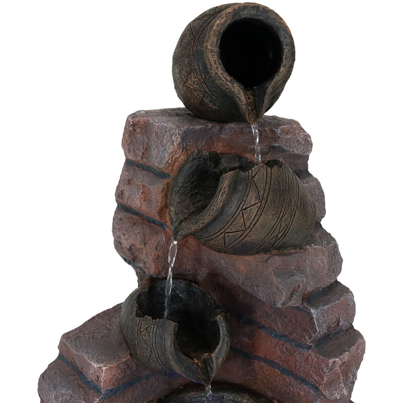 Sunnydaze Crumbling Bricks/Pots Solar Water Fountain with Battery - 27 in