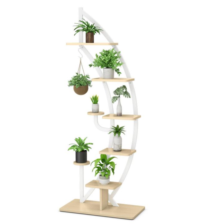 Hivvago 6-Tier 9 Potted Metal Plant Stand Holder Display Shelf with Hook