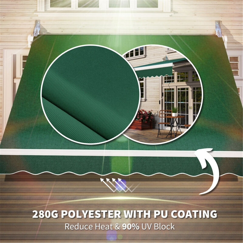 Manual Retractable Awning UV-Resistant Outdoor Shade Canopy for Home & Caf&eacute;
