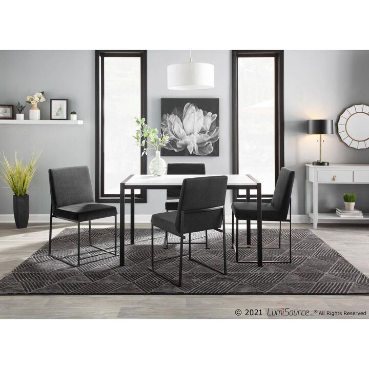 LumiSource Black Steel, Black Velvet High Back Fuji Dining Chair - Set of 2