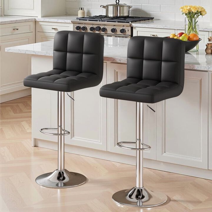 Leather Swivel Bar Stools Set of 2, Durable Adjustable Counter Height Stools with Thickened Backrest, Lightweight Iron Frame 360&deg; Kitchen Island Chairs