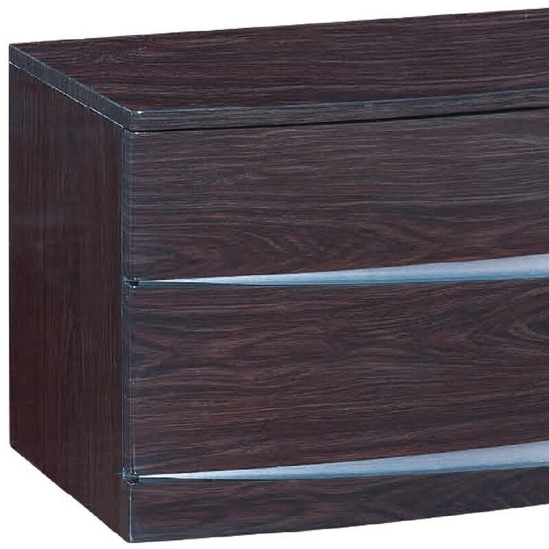 Contemporary 2-Drawer Nightstand – Mirrored Accent Bedside Cabinet
