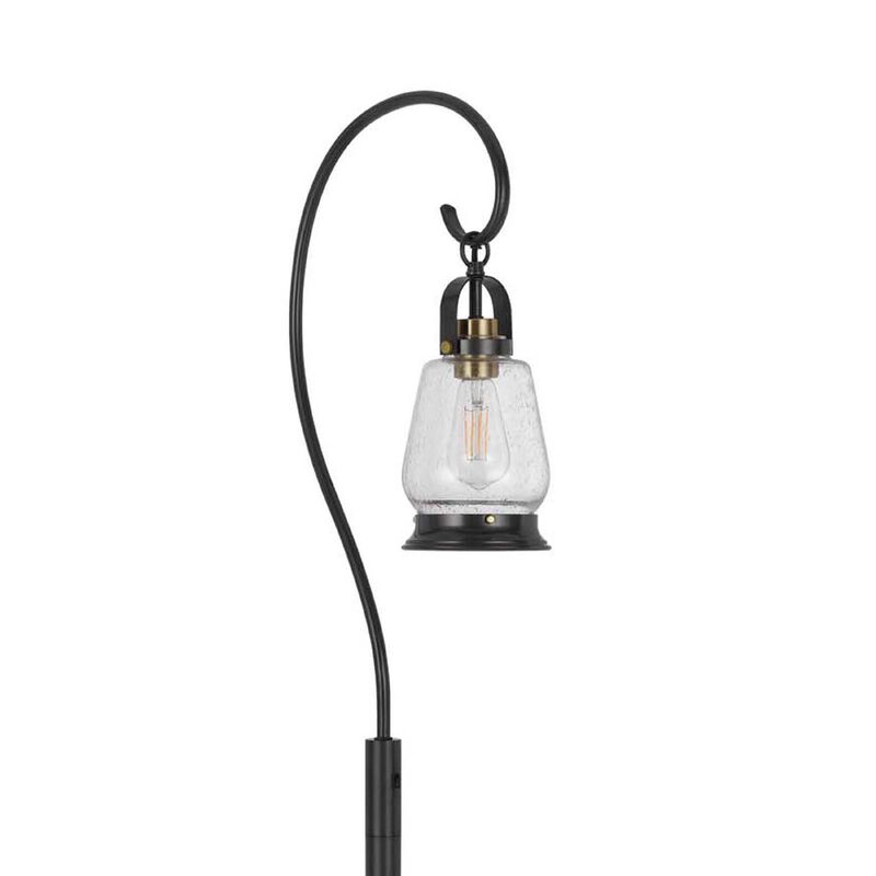 Jerry Classic Lantern Floor Lamp, Bubble Glass Shade, Dark Bronze Metal image number 5
