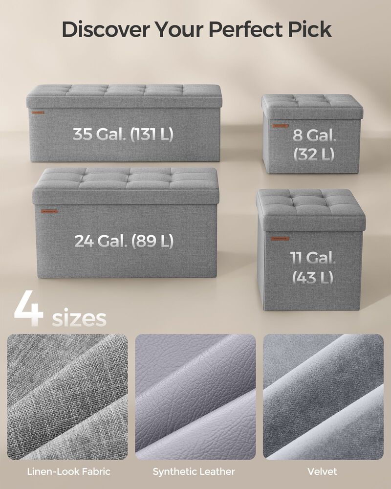 Compact 30-Inch Storage Ottoman &ndash; Folding Bench with Lid for Shoes, Blankets, or Seasonal Accessories