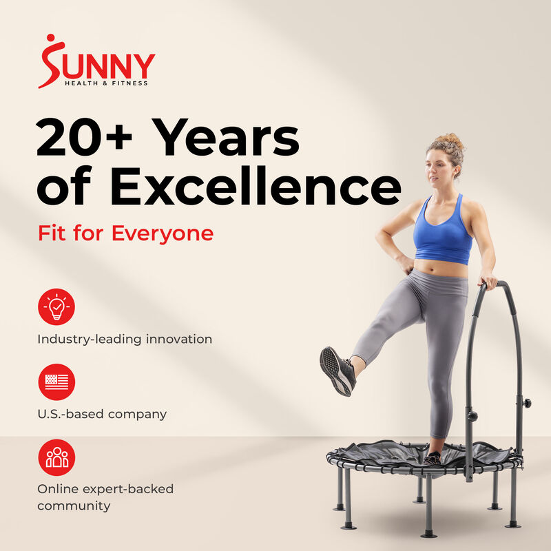 Sunny Health & Fitness Active Quiet Fitness 36" Trampoline with Adjustable Stability Handlebar image number 8