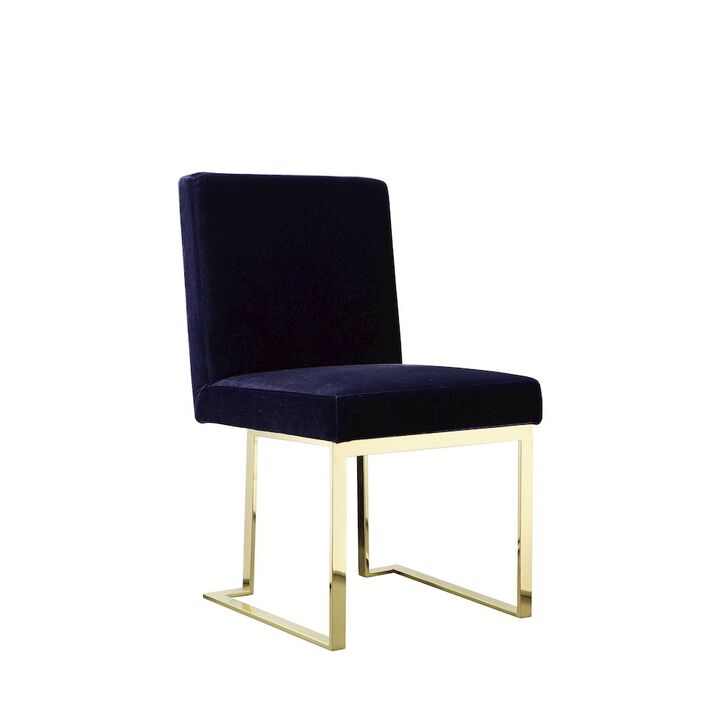 Pangea Home Gold Dexter Side Chair Velvet Navy (Set Of 2)