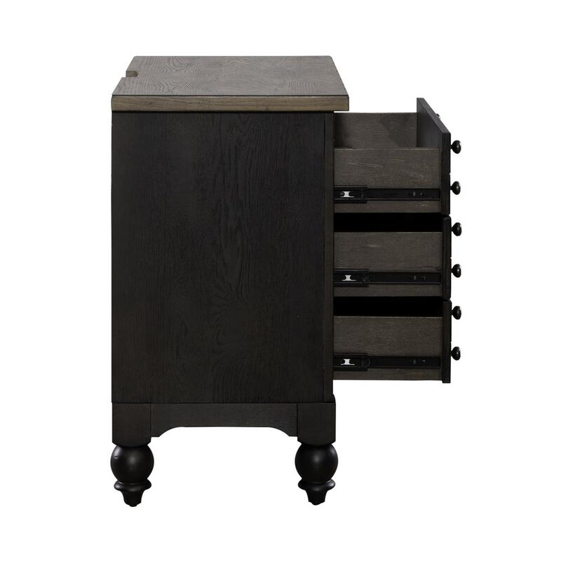 Liberty Furniture Bedside Chest w/ Charging Station - Black Traditional in Dusty Taupe 3 Drawers image number 8