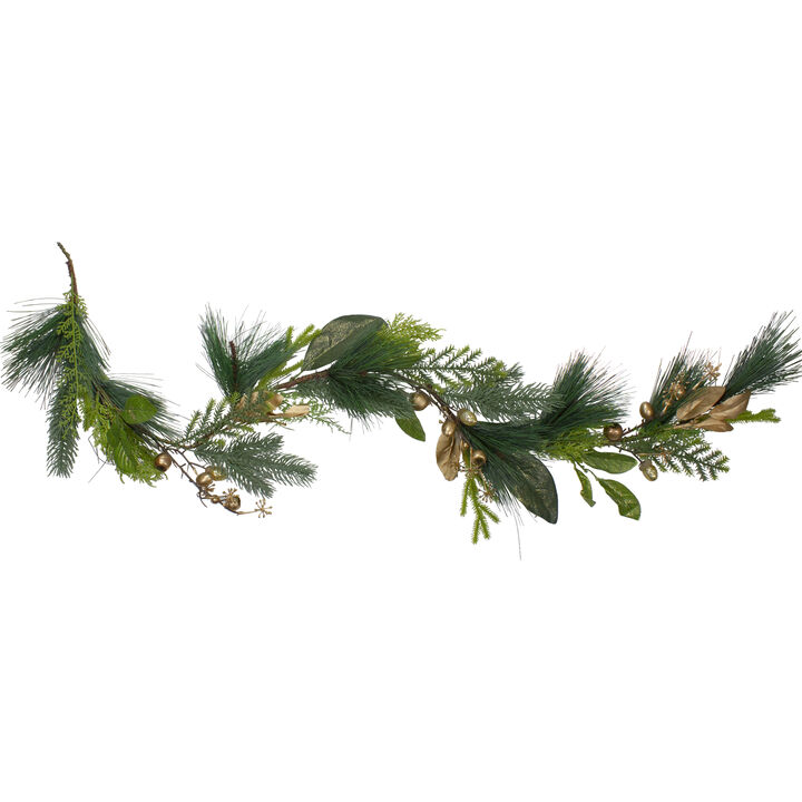5' Leaves  Berry and Cedar Artificial Christmas Garland - Unlit