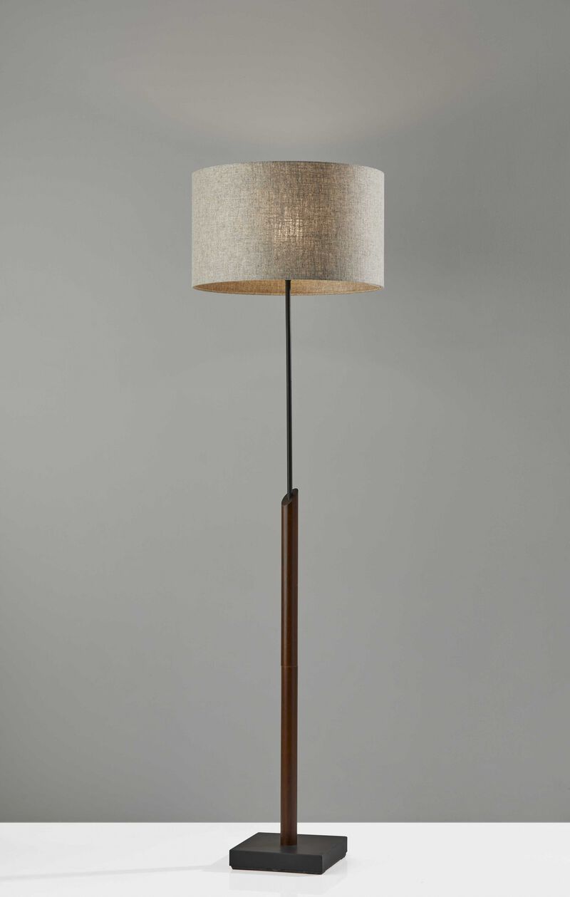 Hivvago 63" Beige And Black Floor Lamp With Beige Fabric Drum Shade