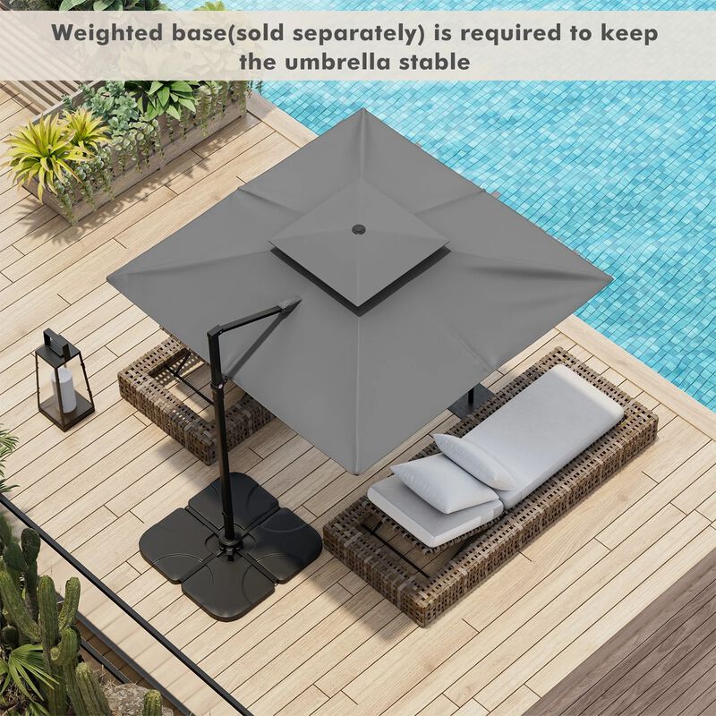 Mondawe 9.5 Feet Cantilever Patio Umbrella with 360&deg; Rotation and Double Top