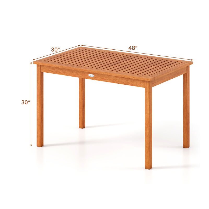 48" Wood Rectangular Patio Table for 4&ndash;6 People, Outdoor Dining Table image number 2
