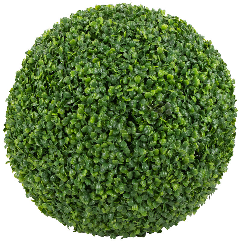19" Two Tone Green Artificial Boxwood Topiary Ball image number 0