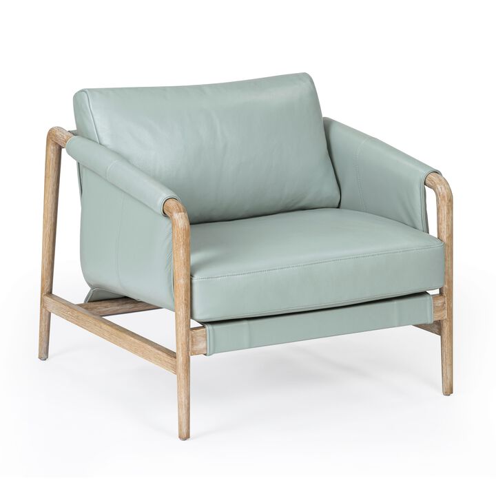 Chakka Blue Genuine Leather Accent Chair