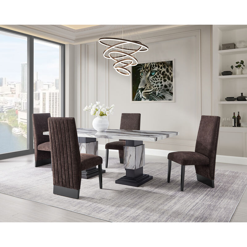Brown Upholstered Dining Chairs Set of 2 image number 5