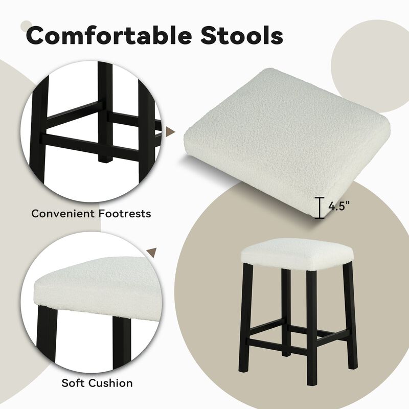 3-Piece Bar Table and Chairs Set Lvory Tall Dining Table with USB and Upholstered Bar Stool for Living Room Kitchen image number 4