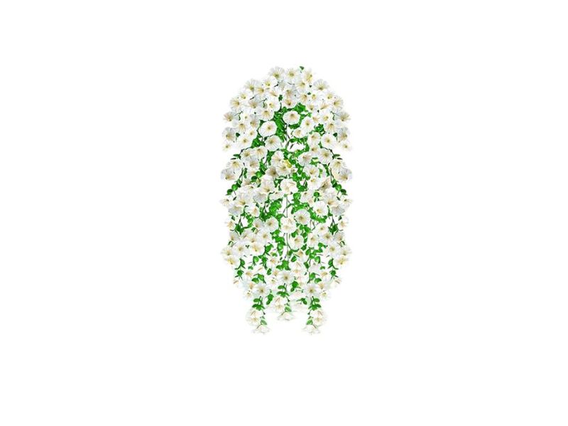 4 Piece White Artificial Hanging Morning Glory Flowers UV Resistant Outdoor image number 0