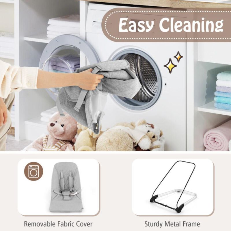 Hivvago Foldable Baby Bouncer with Removable Fabric Cover and Toy Bar