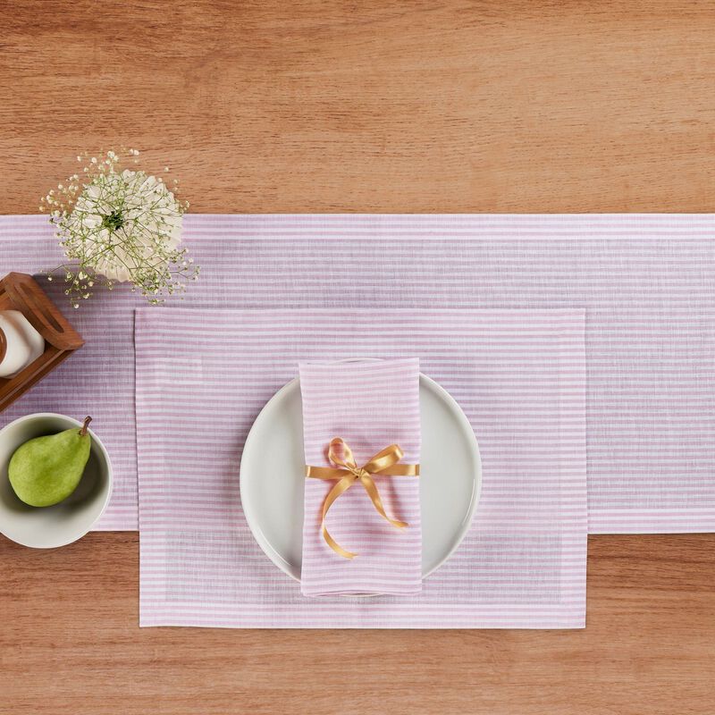 Solino Home Narrow Stripe 100% Linen Dinner Napkins &ndash; Set of 4, 20 x 20 in, Machine Washable, Holiday and Everyday Dining