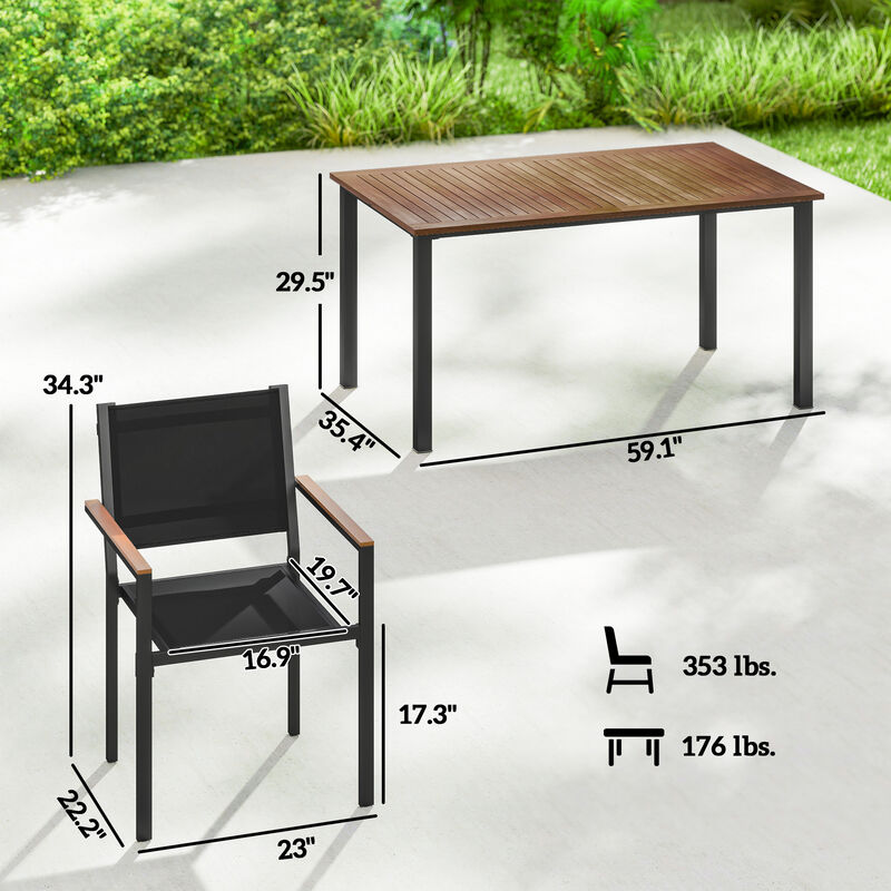 Hivvago Outdoor Patio Table and Chairs Set 4 Acacia Wood Seats image number 2