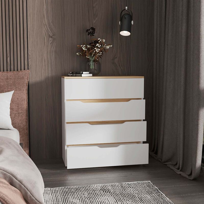 Streamdale Lynbrook 4-Drawer Dresser White And Light Oak image number 2