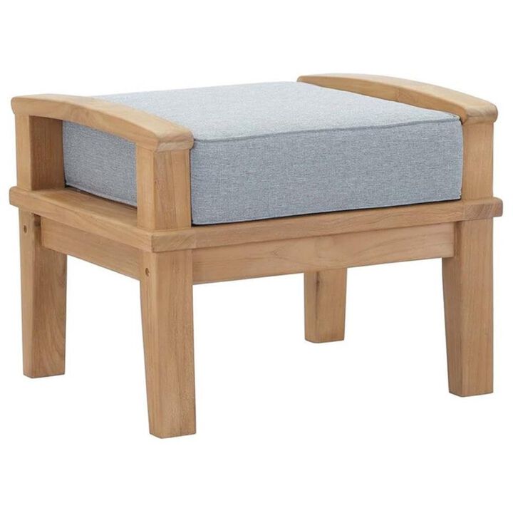 Modway EEI-1152-NAT-GRY-SET Marina Premium Grade A Teak Wood Outdoor Patio Ottoman, Natural Gray