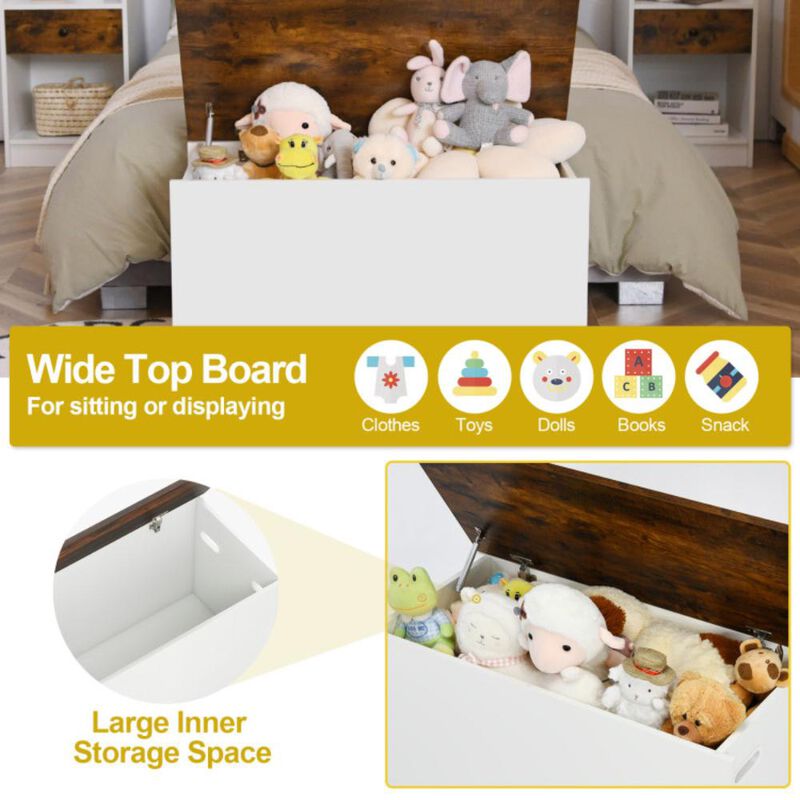 Hivvago Flip-top Storage Chest with Self-hold Cover and Pneumatic Rod-White