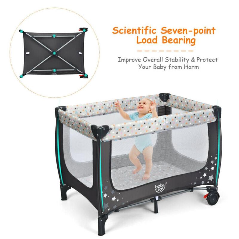 Hivvago Portable Baby Playpen with Mattress Foldable Design