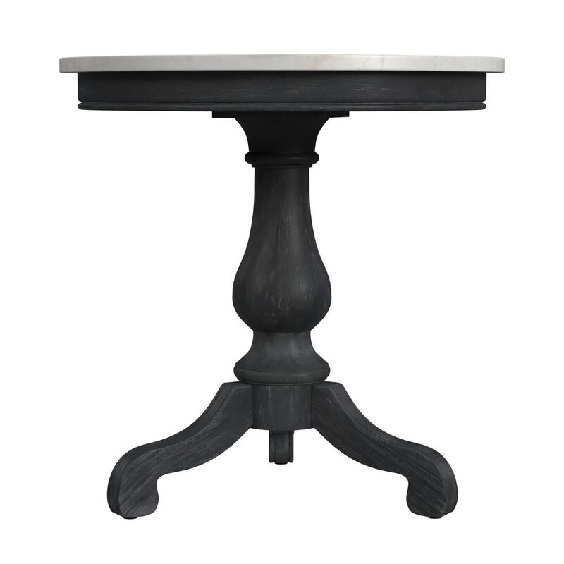 Butler Specialty Danielle Marble 24 Pedestal Side Table, Black