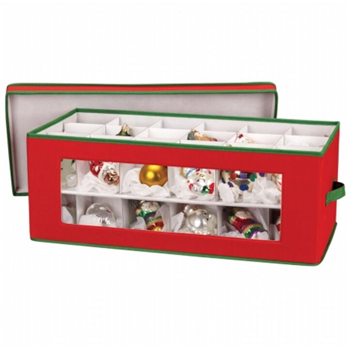 Christmas Ornament Storage Chest Red and Green