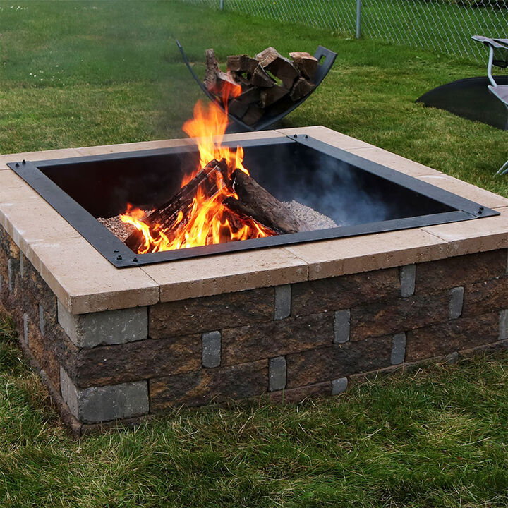 Sunnydaze Heavy-Duty Steel Above/In-Ground Square Fire Pit Rim Liner