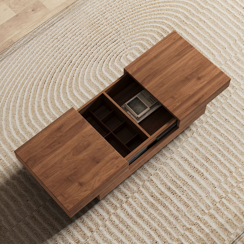 Extendable walnut table w/ storage, 47–82"