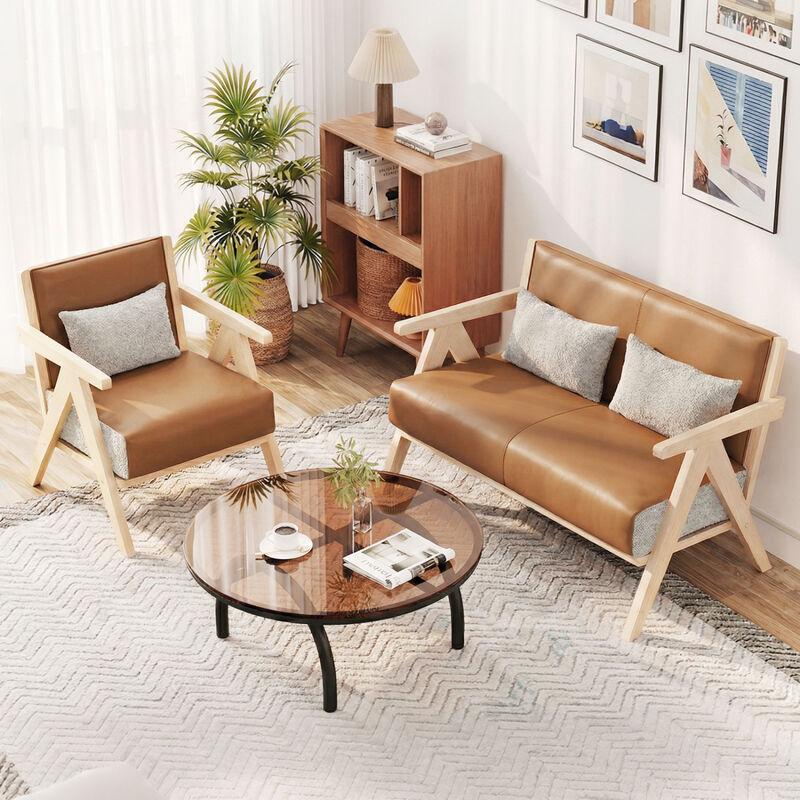 Mid Century Accent Chair with Wooden Frame for Living Room and Bedroom image number 6