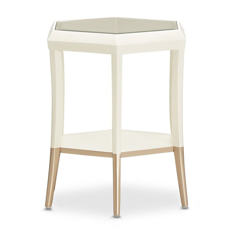 Michael Amini La Rachelle Hexagon Accent Table - Champagne