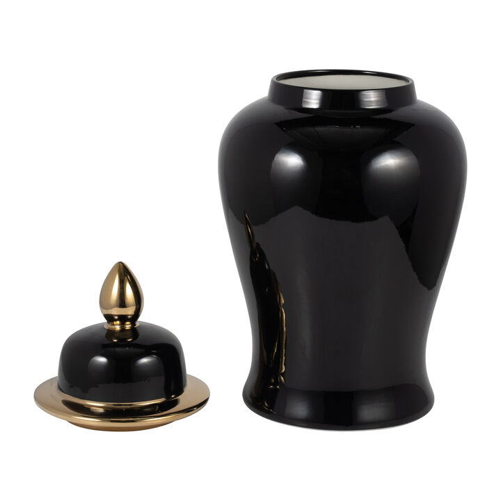 24" Temple Jar, Black/Gold