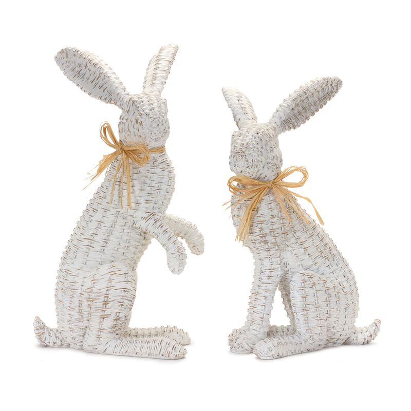 Set of 2 Resin Rabbits &ndash; Cute Garden Figurines for Outdoor Spaces and Yard Decor