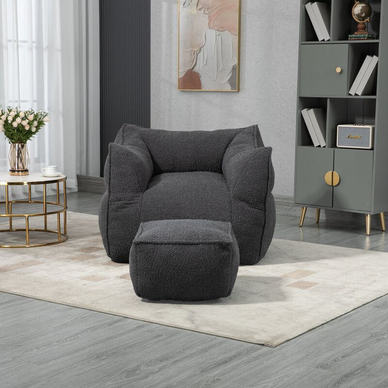 Beanbag Chair, Bean Bag Sofa Chair With Armrests Stuffed High-Density Foam, Lazy Sofa