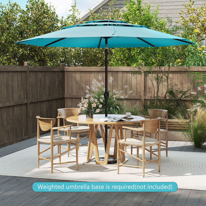 3-Tier Patio Umbrella with Push Button Tilt and Vented Canopy for Outdoor Shade