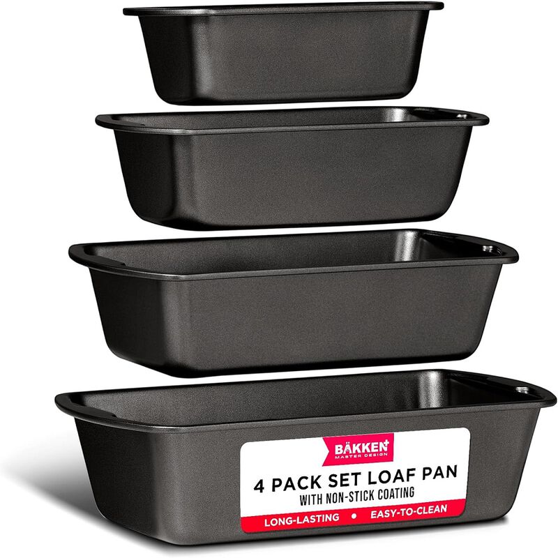 Bakken- Swiss Loaf Pan Set 4-Piece - Deluxe Nonstick Carbon Steel Bakeware for Perfect Bread and Cakes &ndash; Dishwasher Safe, Premium Pans for Home Baking