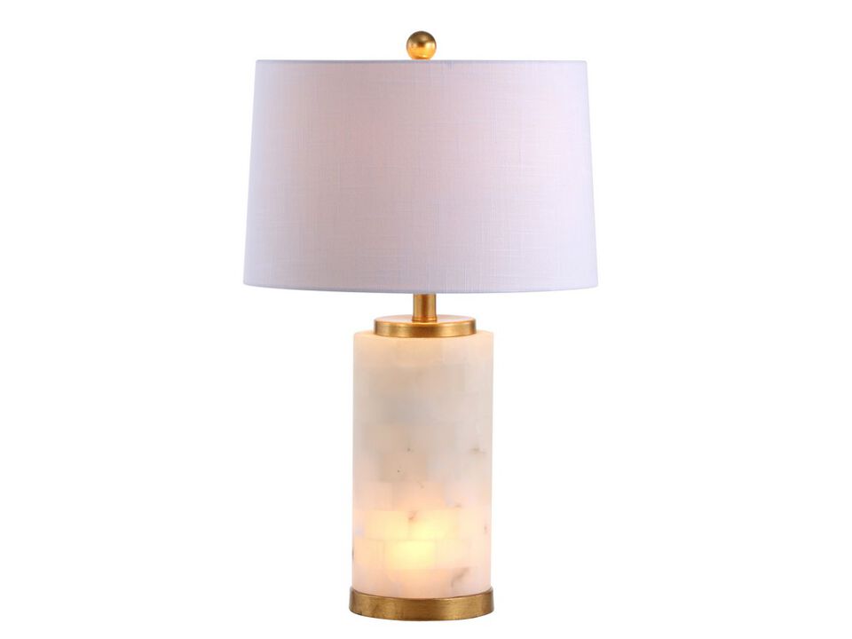 Eliza 25.5" Alabaster LED Table Lamp, White/Gold Leaf