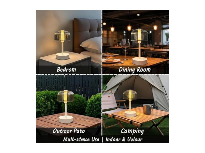 Touch Control LED Wireless Modern Glass Desk Lamp For Office Camping Gray image number 2