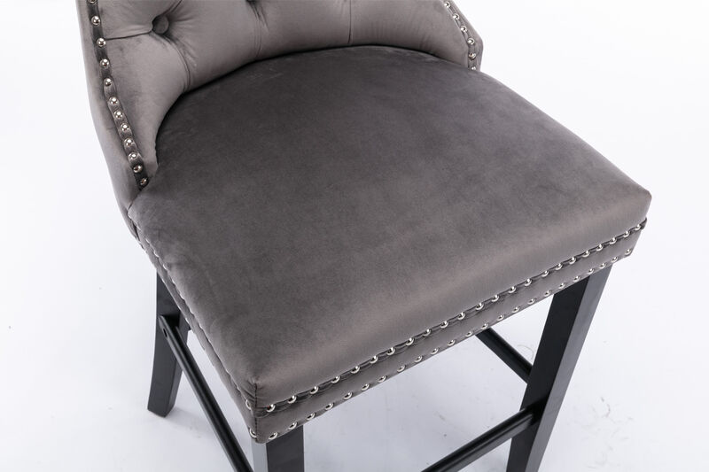 Streamdale Luxurious Velvet Barstools with Button Tufted Backrest (Set Of 2) image number 7